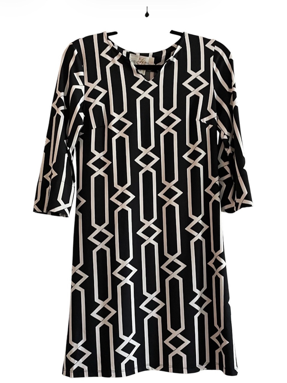 Julie Brown - Black & White Geometric Shift Dress - Women's